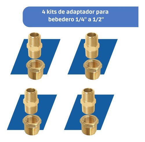 Welltek - Adaptador Grifo Bebedero 1/4-1/2  No Incluye Grifo (4 Pzas)