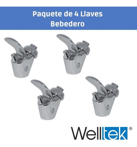 Welltek - Paq 4 Grifos Llaves Bebedero Cierre Automático Push 1/4