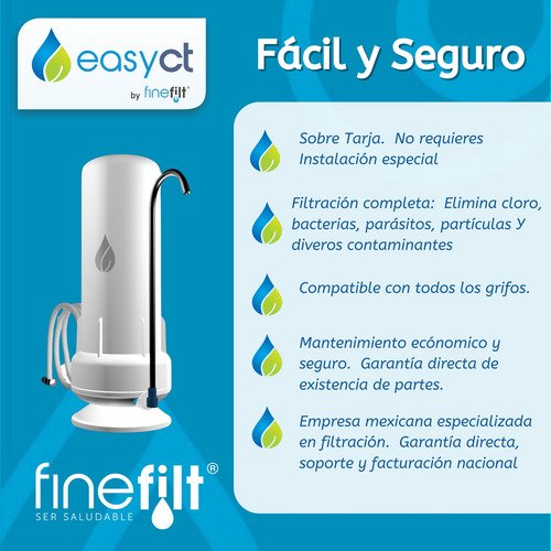 Finefilt - Filtro De Agua Doméstico Purificador Agua Casa Sobre Tarja