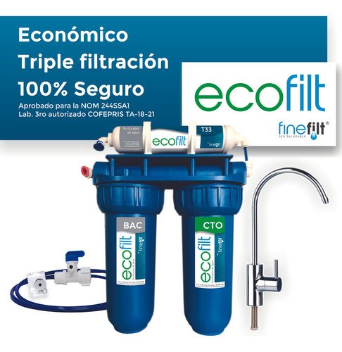 Finefilt - Filtro De Agua Purificador De Agua Doméstico Ecofilt Casa Color Azul