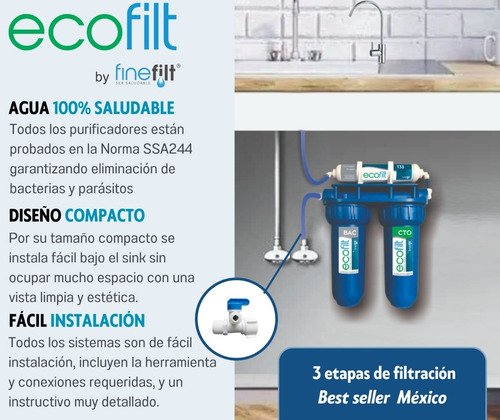 Finefilt - Filtro De Agua Purificador de agua para casa Doméstico Ultra-filtración Ecofilt color Blanco