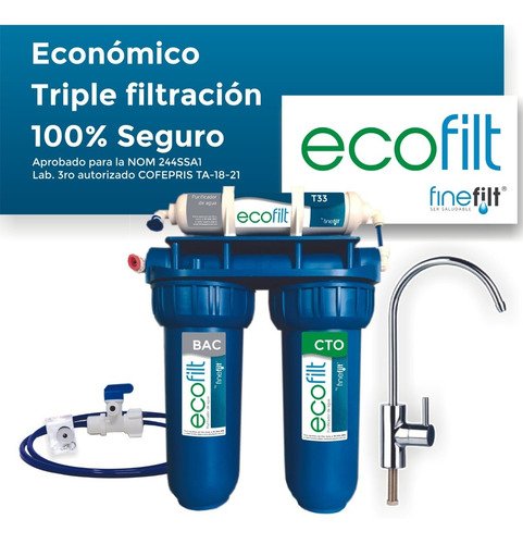 Finefilt - Filtro De Agua Purificador de agua para casa Doméstico Ultra-filtración Ecofilt color Blanco