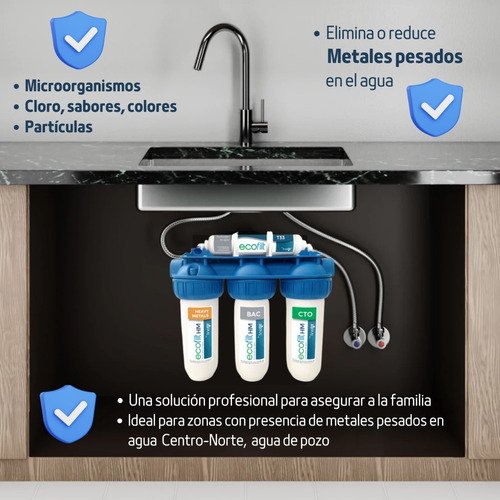 Finefilt - Filtro Purificador De Agua Ecofilt-hm 4 Pasos Metales Pesado