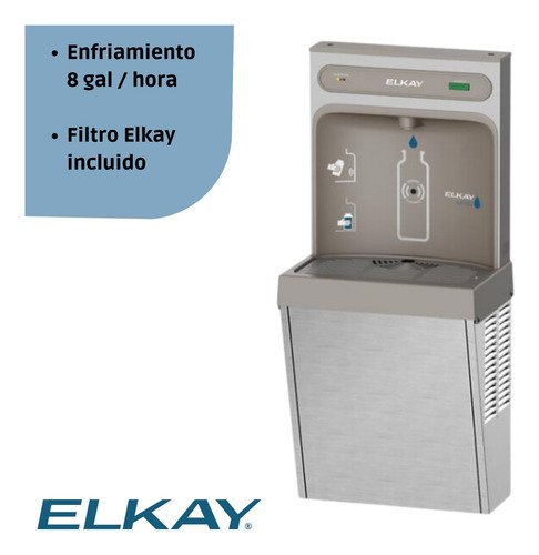 Elkay - Llenador Agua Fría Beber Estación Enfriador Con Filtro Color Inoxidable