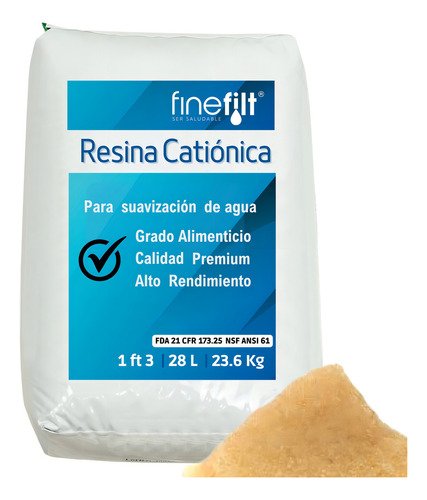 Finefilt - Resina Catiónica Para Suavizador Premium 1 Bulto 1 Ft3