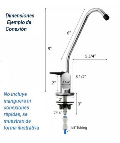 Welltek - Llave O Grifo Cuello De Ganso Para Agua Purificada 1/4