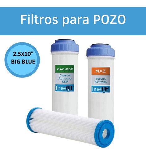 Finefilt - 3 Cartuchos De Repuesto Para Filtro-agua De Pozo  2.5 X10