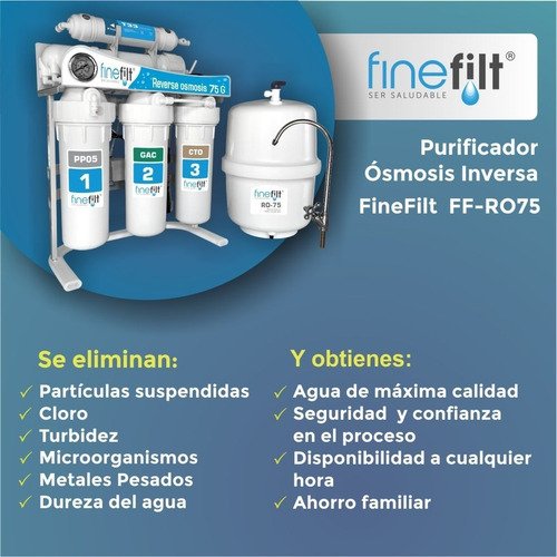 Finefilt - Osmosis Inversa 100g 6 Etapas Función Alcalina Regulable