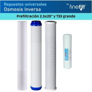 Finefilt - Repuestos Osmosis 400-800 Gpd Cartuchos 2.5x20  Y T33 Grande