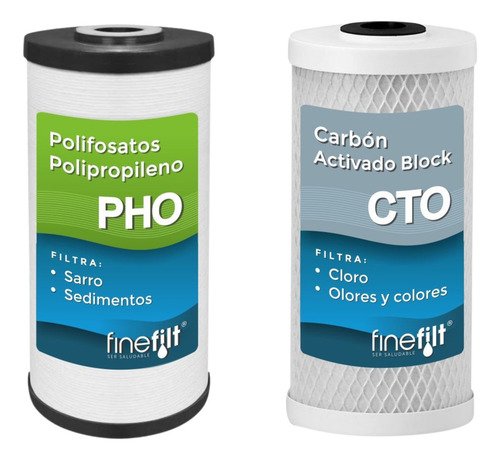 Finefilt - 2 Cartuchos Repuesto Filtro Agua Antisarro Sistema 3x2 Jumbo Color Azul