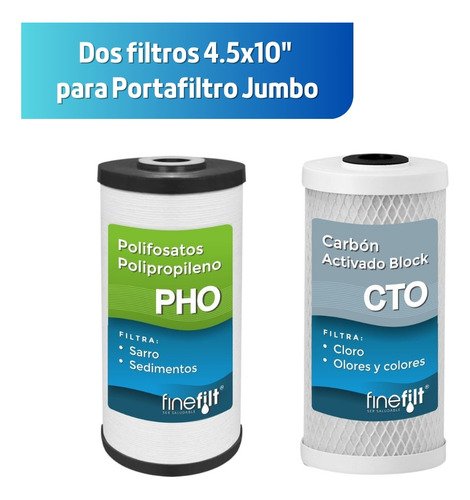 Finefilt - 2 Cartuchos Repuesto Filtro Agua Antisarro Sistema 3x2 Jumbo Color Azul
