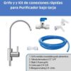Welltek - Grifo Y Kit Completo Purificador Bajo Tarja Con Conexiones