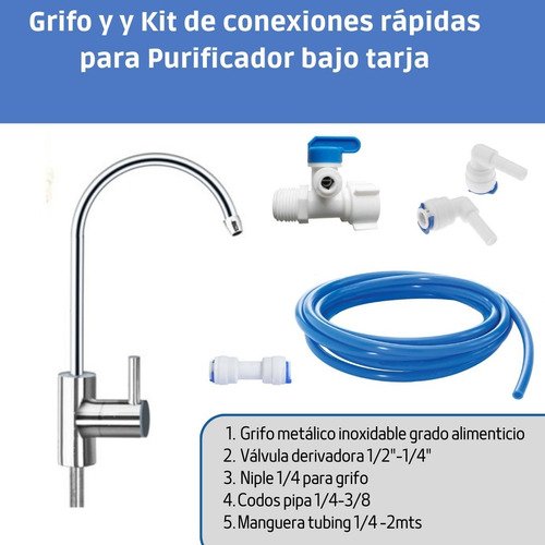 Welltek - Grifo Y Kit Completo Purificador Bajo Tarja Con Conexiones
