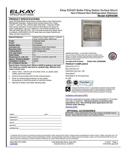 Elkay - Llenador Lzwssm Manos Libres (clase Bebedero - Filtro)