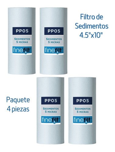 PPK-4510-4P_2 Finefilt - 4 Cartuchos Repuesto Para Filtros De Agua 4.5x10 Sedimento