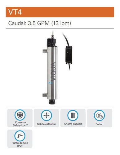 VQ-VT4-UV4_2 Viqua - Esterilizador Ultravioleta Casa Uv Vt4 Uv4 De 4 Gpm