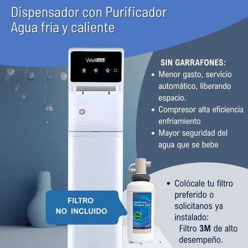 Welltek - Dispensador De Agua Fría Y Caliente Para Conectarle Filtro