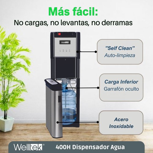 Welltek - | 400H | Dispensador De agua fría y caliente Garrafón Oculto Enfriador Despachador