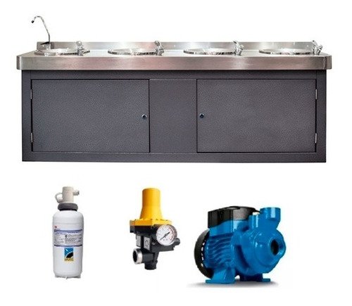 WT-BEB-EMP-4S_1 Welltek - Bebedero Escuelas Uso Rudo 4 Estaciones Filtro 3m