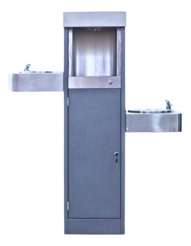 Welltek - Bebedero Escuelas Uso Rudo 3 Tomas Filtro 3m Certificado Color Gris