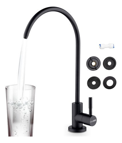 Welltek - Grifo Dispensador De Agua Tarja, Cocina, Filtro, Bomba Negro