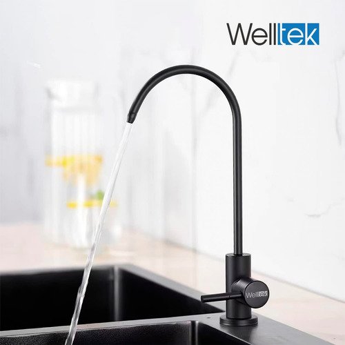 Welltek - Grifo Dispensador De Agua Tarja, Cocina, Filtro, Bomba Negro