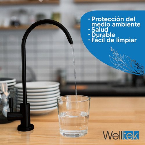 Welltek - Grifo Dispensador De Agua Tarja, Cocina, Filtro, Bomba Negro